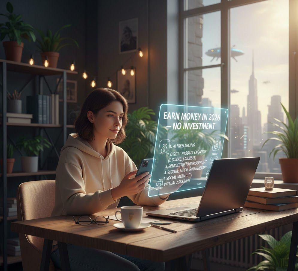 how to earn money in 2026 without investment using laptop and mobile