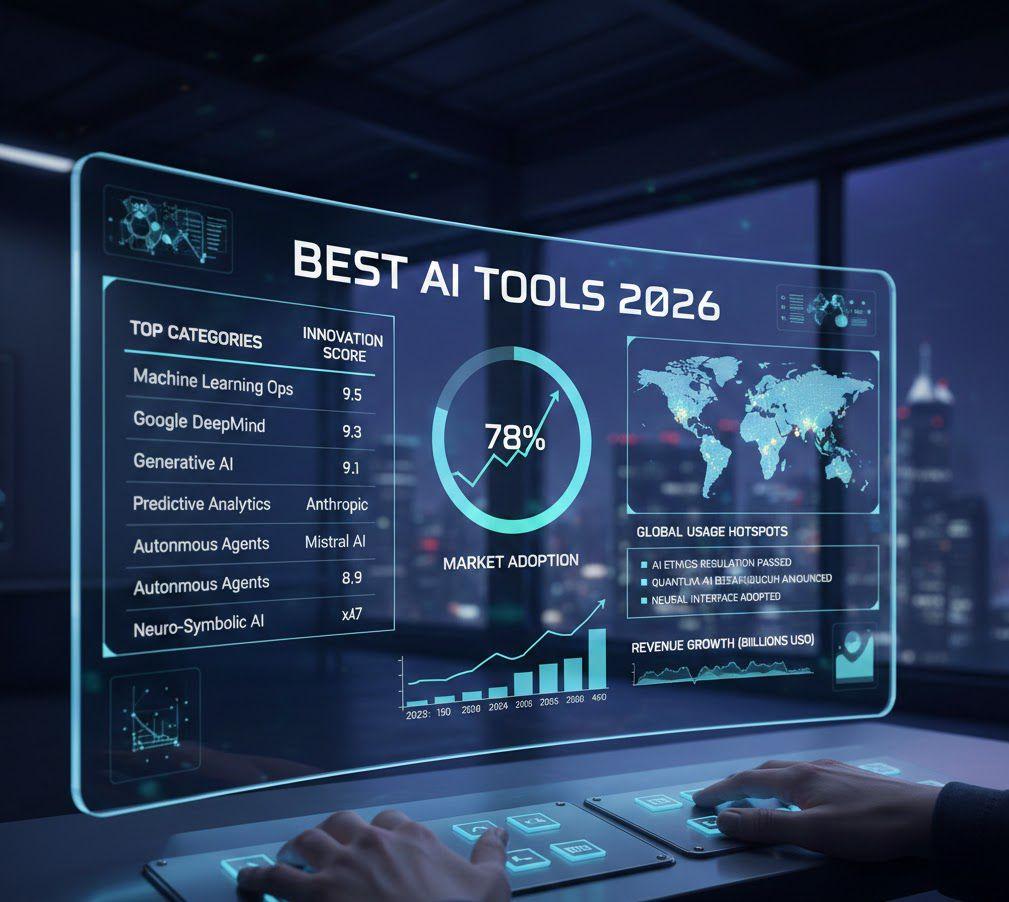 Best AI tools in 2026 dashboard view